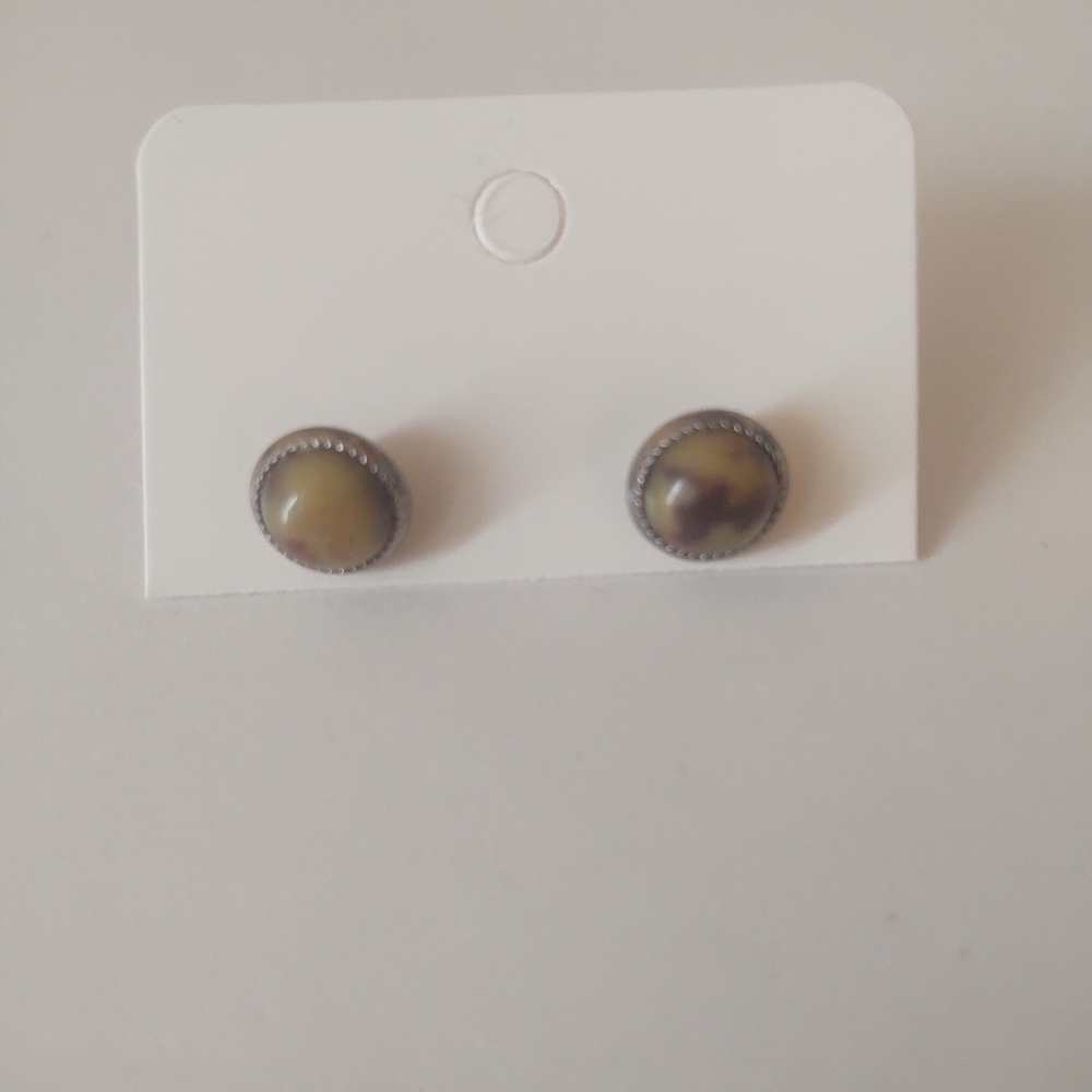 Silver and brown earrings
